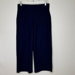 Eileen Fisher Womens Crop Gaucho Pants Sz Small Dark Blue Elastic Waist Wide Leg